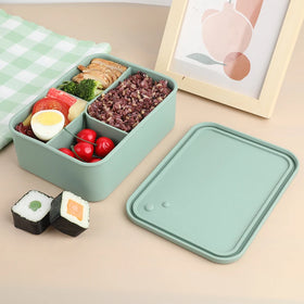 Eco-Friendly BPA-Free Leak-Proof Silicone Bento Lunch Box Food Grade Container for Kids Lunchboxes