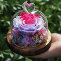 Customized Real Preserved Roses Glass Dome Everlasting Flowers Shape Long Lasting 3-5 Years Valentine's Day Mother's Day