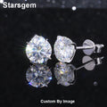 Starsgem Classic 4 Claws 9K White Solid Gold 4mm Solitaire Lab Grown Diamond Stud Earrings