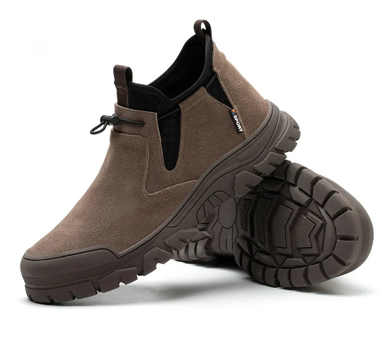BX611-4 Hot Selling Brown Suede Leather Welding Safety Boots Men Steel Toe Shoes Rubber Sole Anti-slip Puncture Proof Work Shoes