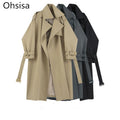 2023 Fashion Temperament All-match Women's Long Trench Coat Spring and Autumn Loose Small Coat Fashion Simple Lapel