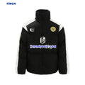 For Winter Thickened Letter Printed Canvas Padded Street Stand Collar Puffer Cotton Filled Jacket for Men