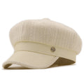 Beret Hat Autumn Winter British Vintage Letter Octagonal Cap for Women Casual Versatile Daily Wear Warm Fashion Headwear