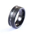 8mm Black Plated Sandblasted Tungsten Wedding Ring Unisex Promise Band Crushed Meteorite Shaving Geometric Anniversary Party