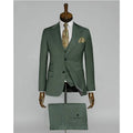 2025 Luxury Solid Green Color 3 Piece Men's Wedding Suit Fashion Men Slim Business Office Suit Sets Men Blazer+ Pants + Vest
