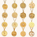 Dingran 2025 Waterproof Stainless Steel Jewelry Set Tarnish Free Gold Plated Coin Pendant Necklace Set