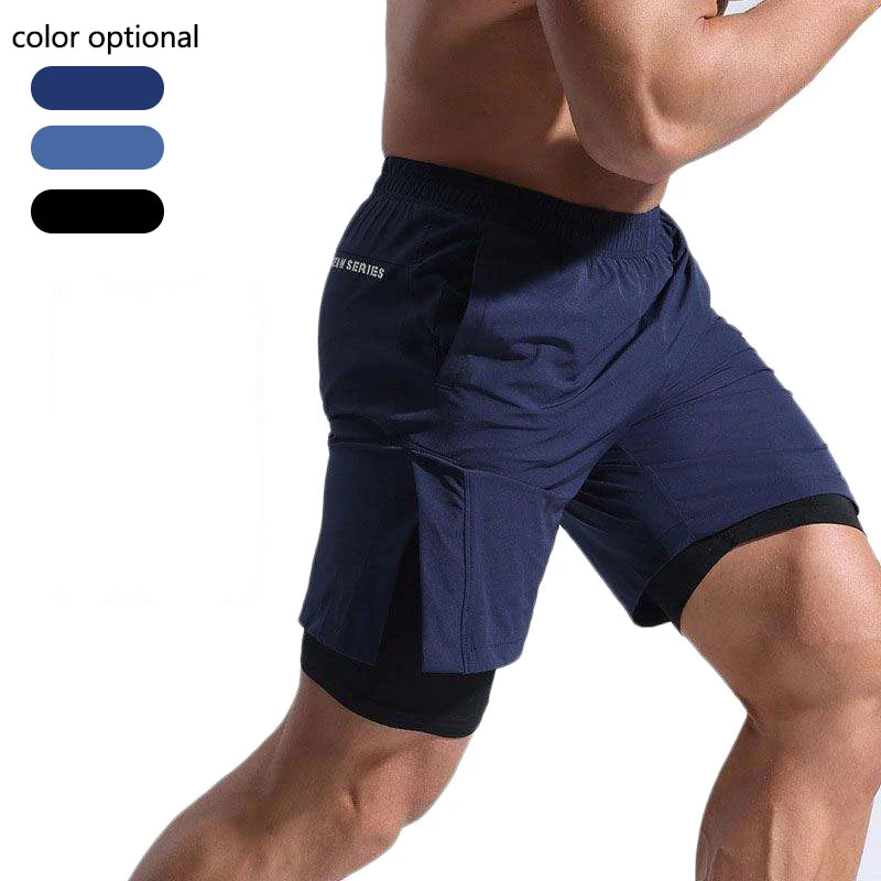 Custom Casual Shorts Solid Color Printed Sports Fake Two Pieces Fitness Beach Pants Breathable Mesh Basketball Men's Shorts