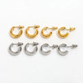 JOOLIM  High End 18K Gold Plated Shiny Basic  Surface C Chunky Hoop Earrings Jewelry Stainless Steel for Women