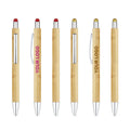 Customizable Logo Eco-Friendly Bamboo Ballpoint Pen with Stylus 1.0mm Writing Width Luxury Wooden Ballpoint Pen