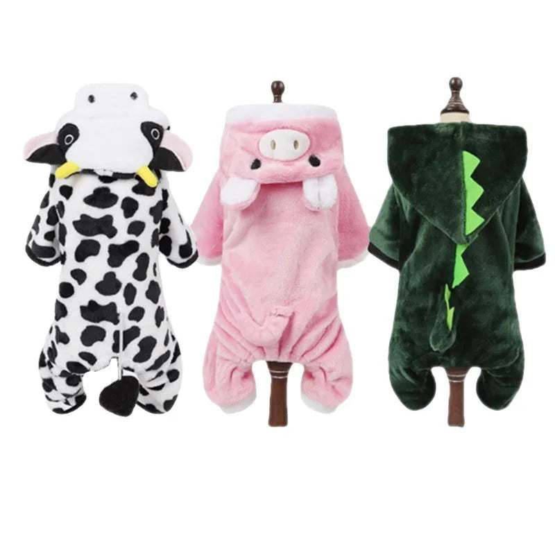 New Autumn and Winter Pet Dog Clothes Thickened Warm Teddy Corgi Fighting Dog Cat Winter Apparel Solid Pattern Wholesale
