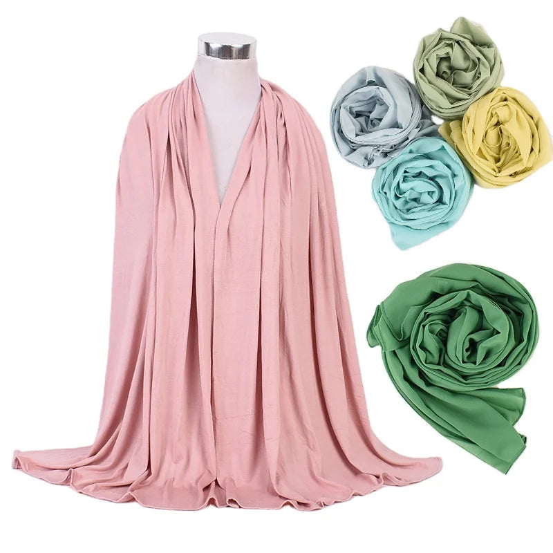 70.7"Lx27.5"W Multicolor Muslim Fashion Bubble Chiffon Headscarf Multifunction Soft Hijab Long Scarf Wrap Bandanas for Women