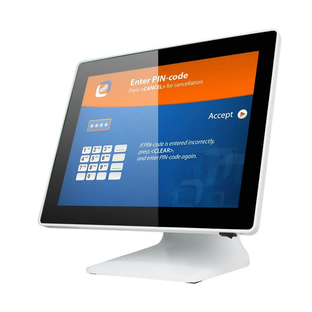 15 Inch Windows 10 True Flat Touch Screen All in One Cash Register POS Terminal System
