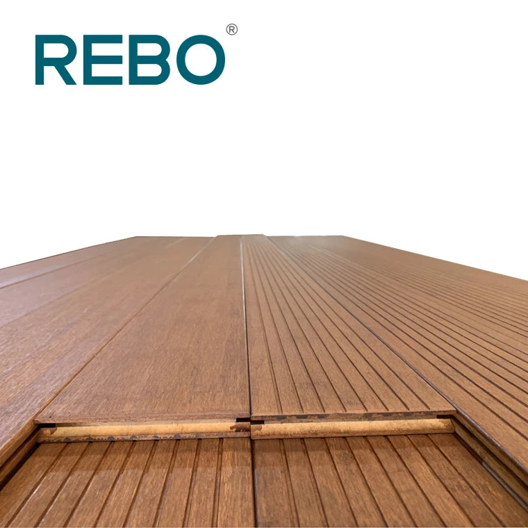 European Style Outdoor Engineered Bamboo Decking Planks Waterproof Fireproof Eco-Friendly Click Install Anti-Slip Smooth