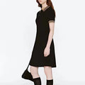 Custom Short Sleeve Midi Dress Slim Fit Waist Dresses Women Lady A-line Short-sleeved Knit Fitted Skirt Long Dress Women
