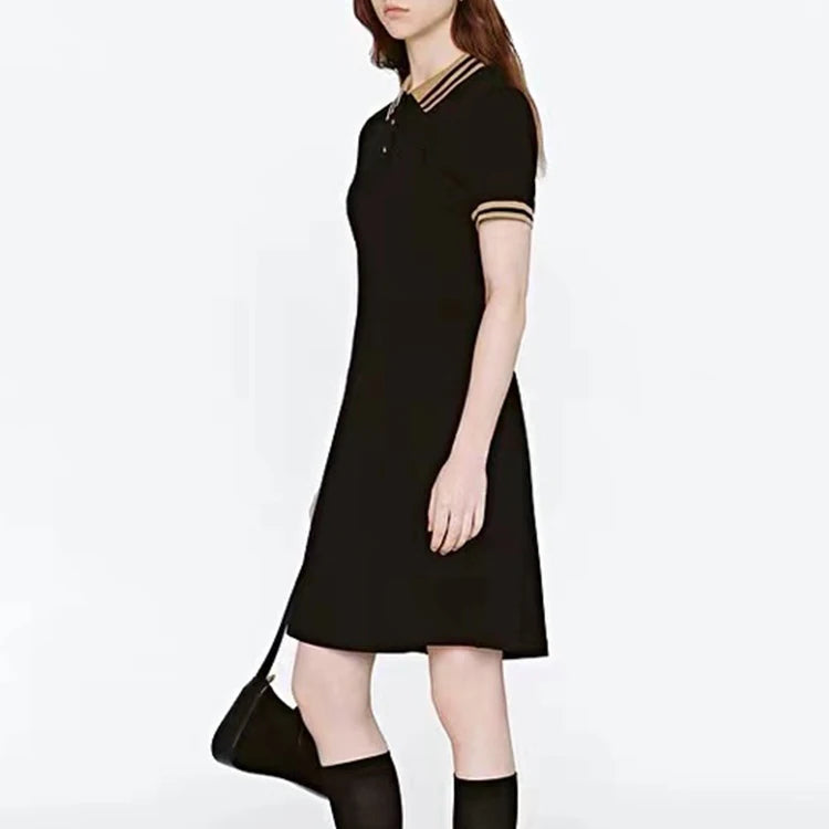 Custom Short Sleeve Midi Dress Slim Fit Waist Dresses Women Lady A-line Short-sleeved Knit Fitted Skirt Long Dress Women