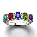 CAOSHI Luxury 925 Silver Plating Muti Color Full CZ Crystal Finger Rings Five Stone Banquet Cubic Zirconia Ring Women