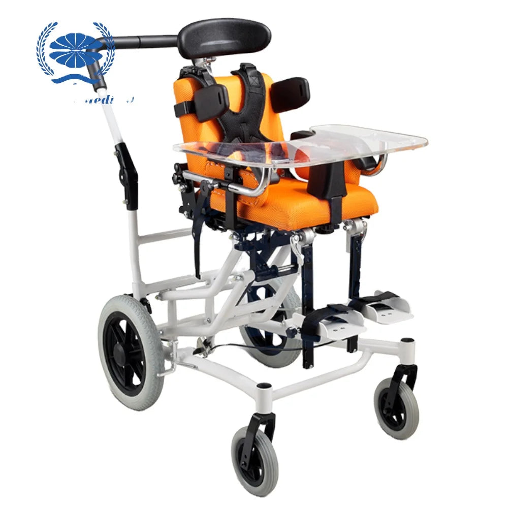 Safebond 2025 Adjustable Aluminium Trolley Small Wheelchair for Children Disabled Home Use Health Care Sitting Posture