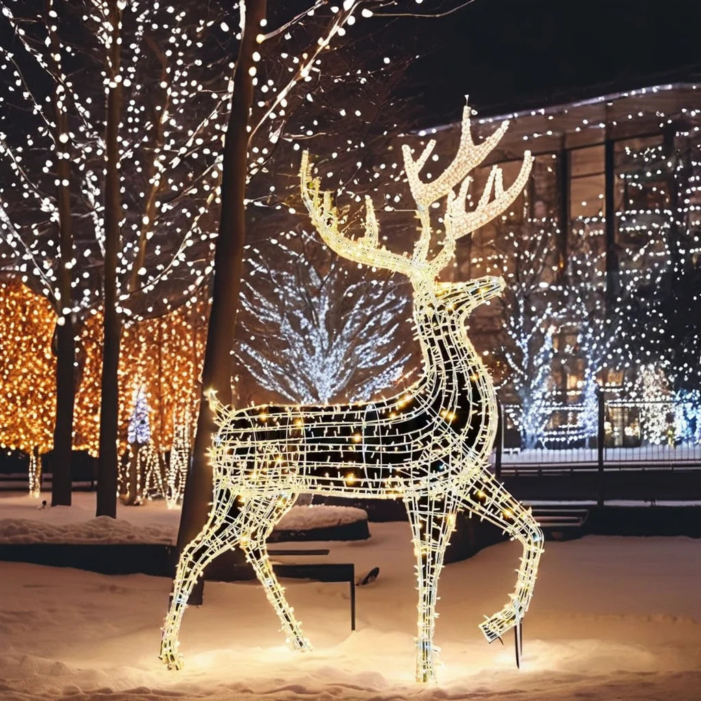 2024 Hot Sale  3d Led Christmas Standing Reindeer  Led Large Animal Deer Light for Outdoor Decorations