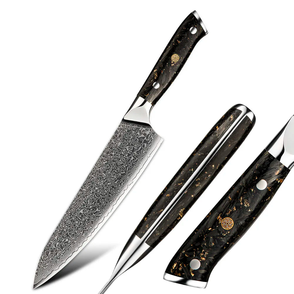 Amber Carbon Fiber Handle Vg 10 Professional Japanese Chef Knife Kitchen Chef Knife Damascus Chef Knife