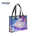 Custom PU Handles PU Binding  Laser Transparent Hologram Clear PVC Tote Bags