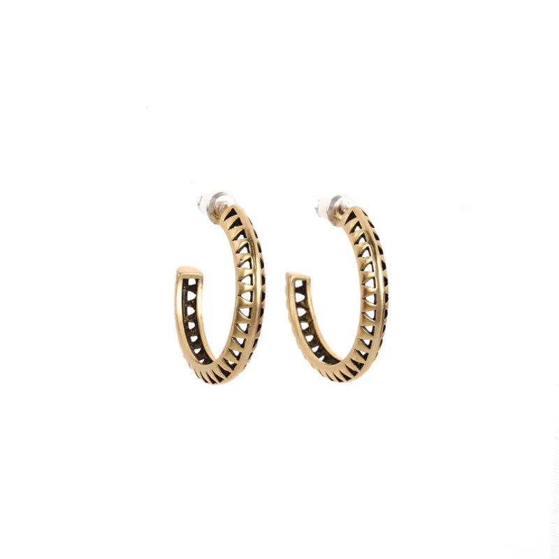 New Stainless Steel S925 Silver Needle Hollow Gold Plated C Earrings Fashion Temperament for Women