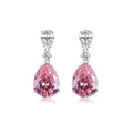 Trendy Jewelry 925 Sterling Silver Big Pink Diamond Gemstone Drop Earrings for Women