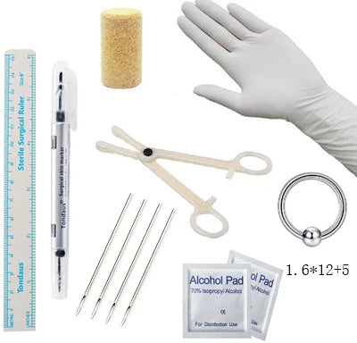Gaby Professional Stainless Steel Body Jewelry Kit Anchor Belly Button & Navel Ring Piercing Tool Set for Weddings