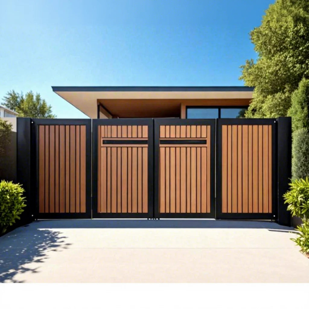 Modern Home  Electric Bi Folding Fence Gate Aluminium Sliding Metal Folding Gate Driveway Trackless  Gates for House