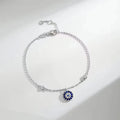Lucky Jewelry S925 Sterling Silver Rhodium Plated Zircon Eye Chain Bracelet