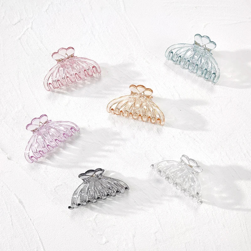 BPHNE Korean New Small Geometry Visible Hair Claw Transparent Jelly Color Plastic Resin Hair Claw Clips Accessories for Women