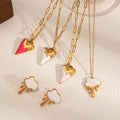 New Trendy Colorful Heart Pendant Gold Plated Irregular Cloud Jewelry Set Stainless Chain for Girls