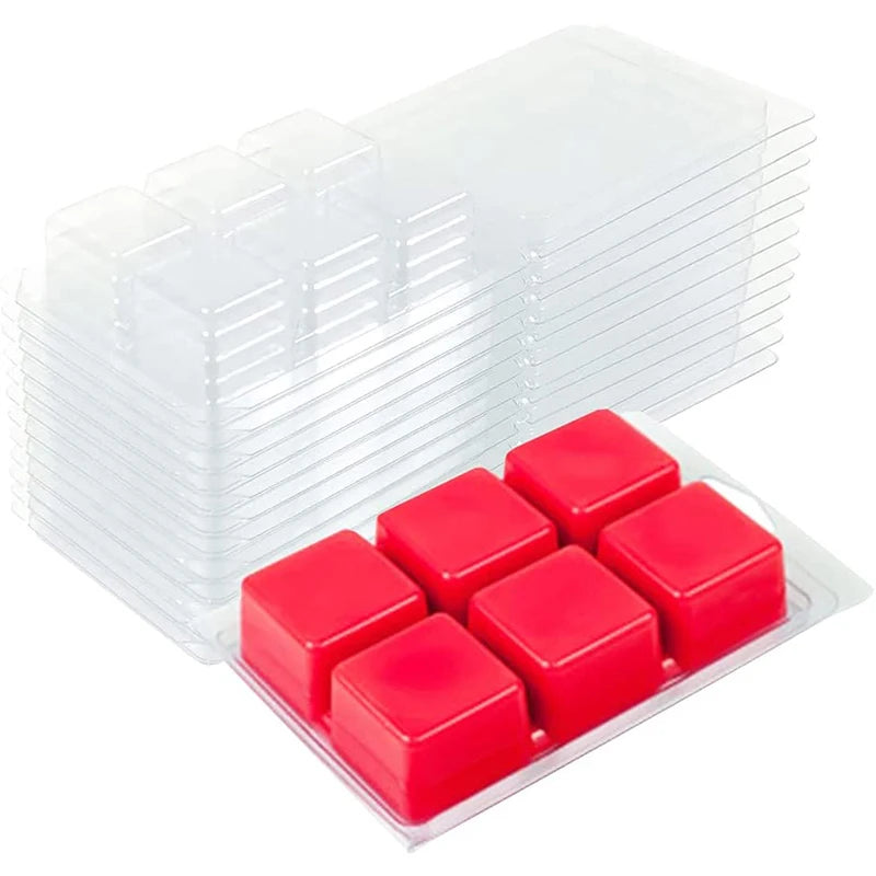High Clear Wax Melt Clamshell Plastic PET Blister Packaging Box Folding 6 Cavity Recyclable Plastic Wax Melt Candle Hanging Box