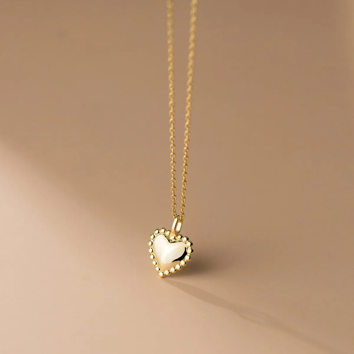 Fashion Minimalist Jewelry 925 Sterling Silver Heart Necklace Gold Plated Necklaces for Women Mother's Valentine's Day Gift