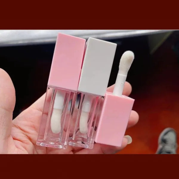Ready to Ship 5ml pink Color Lipgloss Tube White Lip Gloss Tube square Empty Lipgloss Tube