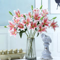 O-X507 Wholesale 3D Print Lily Artificial Flower Real Touch White pink Silk Lily Flower for Wedding Party Table Vase Centerpiece
