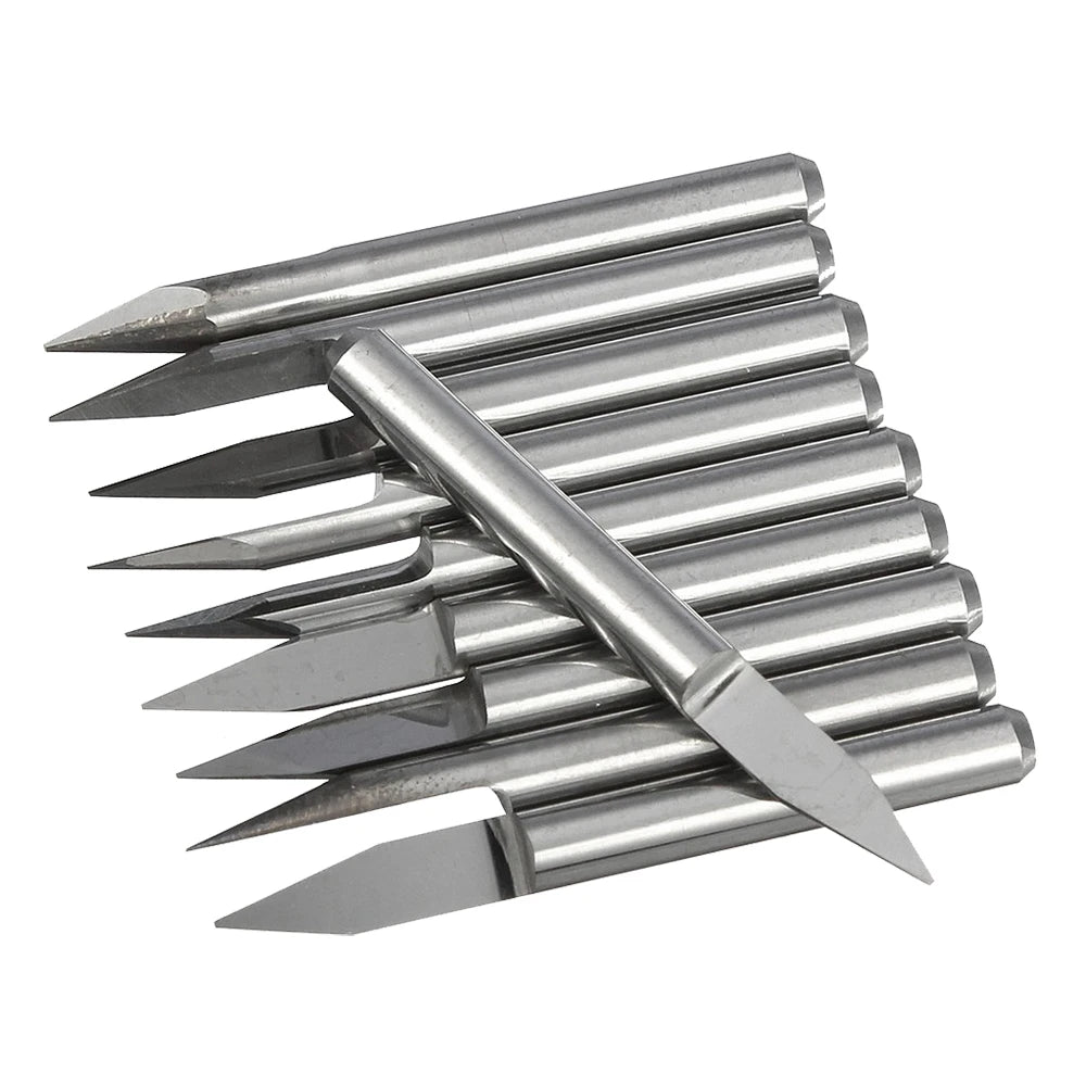 Weix Manufacturing 10pcs  Solid Carbide Flat Bottom Engraving Bit with 3.175mm Shank Diameter