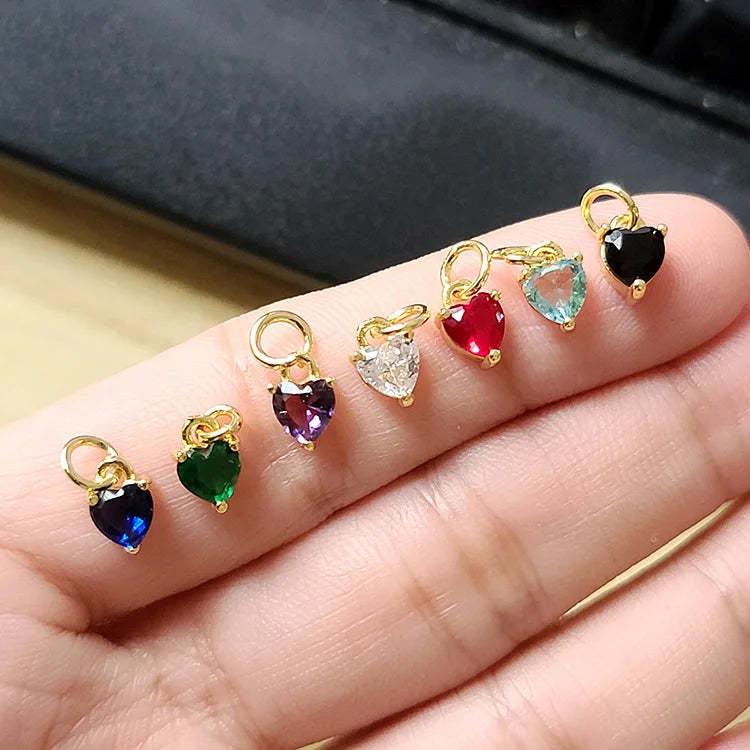 CZ8326 New Dainty Rainbow Jewelry Supplies Minimal Mini CZ Pave Heart CharmSmall Diamond Cubic Zirconia Heart Charms