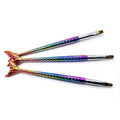 Socheal High Quality 3pcs Mermaid Handle Nylon Hair Poly Gel Brush Oval Nylon Nail Brush Set