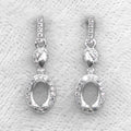 Sterling Silver 5*7mm Semi Mount Stud Eardrops Empty Frame Support Blank Setting S925 Base Without Center Stone DIY for Inlay