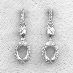 Sterling Silver 5*7mm Semi Mount Stud Eardrops Empty Frame Support Blank Setting S925 Base Without Center Stone DIY for Inlay
