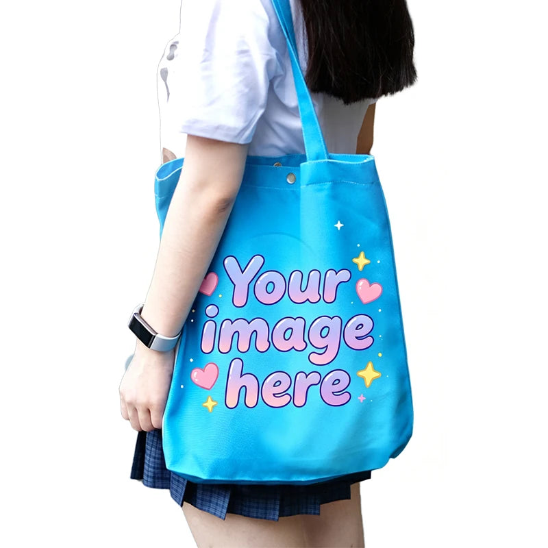 Personalized Cartoon Logo Canvas Fabric Tote Bag Custom Print Shopping Bag Reusable Women Tote Bag