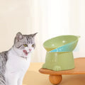 Cute Tilted Neck Protection Cat Bowls Overturning Elevated Cat Dish Food Bowl Macaron Color Cat Food Bowls