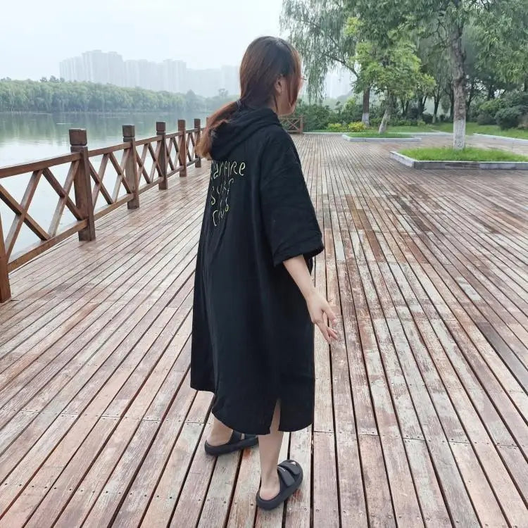 100% Cotton Terry Hooded Poncho Towel Adult Cotton Beach Towel Surf Poncho Towel