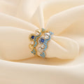 RINNTIN GPR23 925 Sterling Silver Fine Jewelry Rings Freshwater Pearl Shell Ring Inlaid Blue Zircon Gold Plated Rings for Women