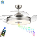 729S Ceiling Fan with LED Light 36W DC Motor with Speaker 3 Color with Memory Retractable Blades Ceiling Fan Suppliers