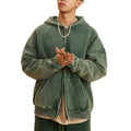 Work Wear Zip up Jacket Vintage Wash Hoodie French Terry Acid Washed Cropped Hoodie Blank