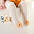 Wholesale Cute 3D Winter Thick Warm Soft Fluffy Socks With Grips Newborn Baby Anti Slip Fuzzy Thigh High Long Socks