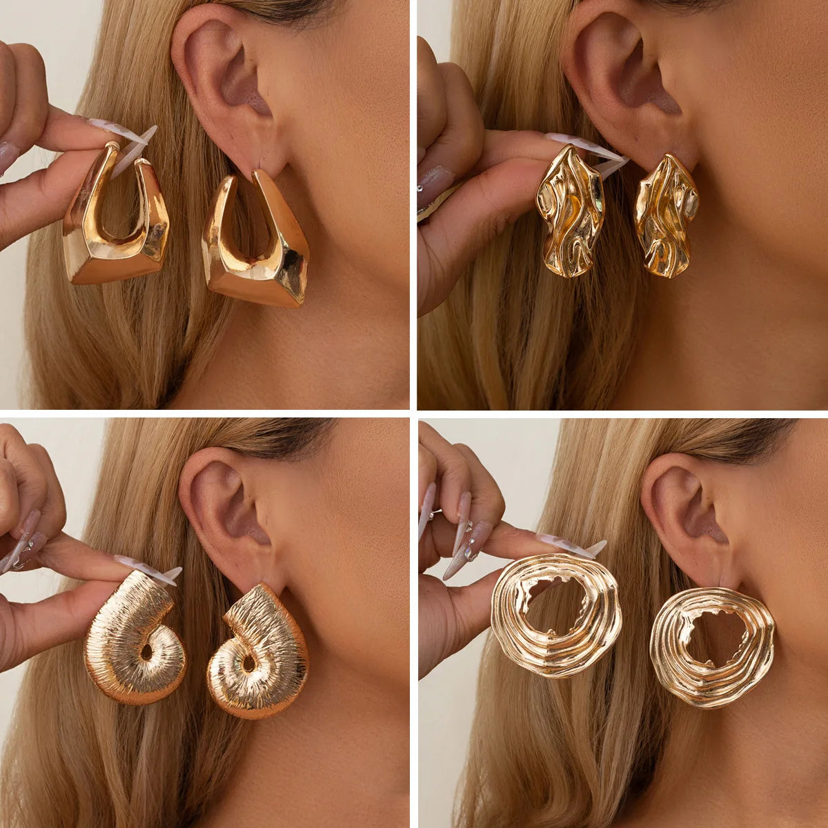 Hot Selling Light Luxury Irregular Alloy U-Shaped Hoop Stud Earrings Fashion Geometric Earrings for Women