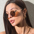 LiEr IF506AWL Fashion New Metal Vintage Eyeglass Frame Silicone Nose Pad CE Certified UV400 PC Lenses Unisex Polygonal Custom