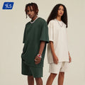 YLS Custom Men's Two-Piece Gym Set Plus Size Summer Workout Clothing 100% Cotton Short and Shirt for Fitness